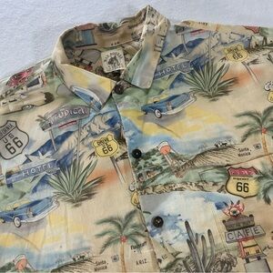 Vintage Max Boxxer Men’s XL HWY Route 66‎ All Over Map Print USA Button Shirt